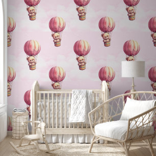 Teddy Bear Roze Patroon Baby Kwekerij Kamer Behang