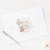 Teddy Bear Rustiek Baby shower Dank u Ronde Sticker (Envelop)