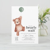 Teddy Bear Sage Green Baby shower Kaart (Staand voorkant)