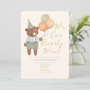 Teddy Bear Sage Groen Barly Wachten Baby shower Kaart