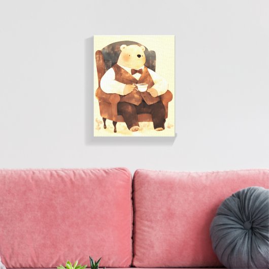 Teddy Bear Scandinavian baby room art Canvas Afdruk (Insitu (Woonkamer))