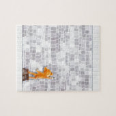 Teddy Bear schrijft op Brick Wall Legpuzzel (Horizontaal)