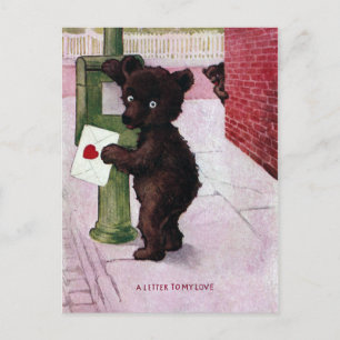 Teddy Bear Sending Love Letter Briefkaart