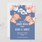 Teddy Bear Sexe Révéler Invitation Ballons (Devant)