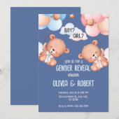 Teddy Bear Sexe Révéler Invitation Ballons (Devant / Derrière)