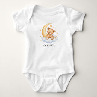 Teddy Bear Sitting Baby Custom Monogram Onesie Romper