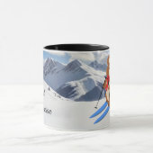 Teddy Bear Skiier in the mountains Personalize Mok (Midden)