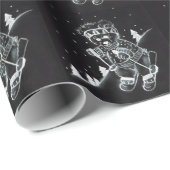 Teddy Bear Skiing in Black and White Cadeaupapier (Rol Hoek)