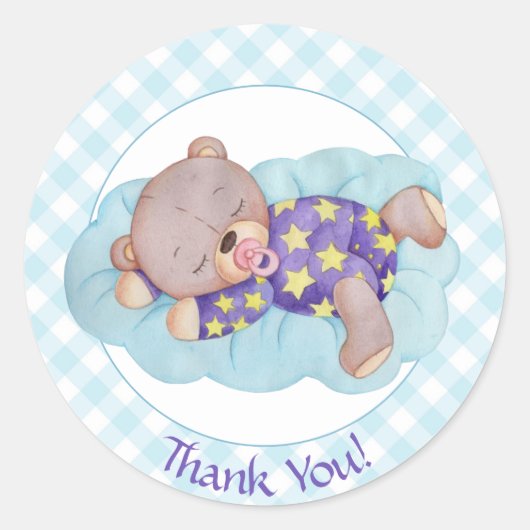 Teddy Bear Sleeping Baby Boy Ronde Sticker (Voorkant)