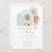 Teddy Bear some Beary Cute Boho Baby shower Kaart (Voorkant / Achterkant)
