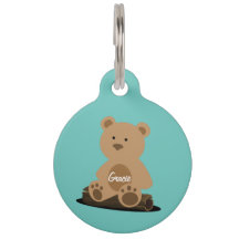 Teddy Bear Specialized White Text Pet ID Tag
