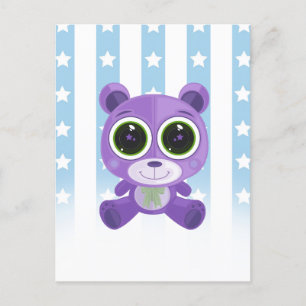 Teddy Bear - Star Eye Paars Briefkaart
