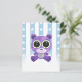 Teddy Bear - Star Eye Paars Briefkaart (Staand voorkant)