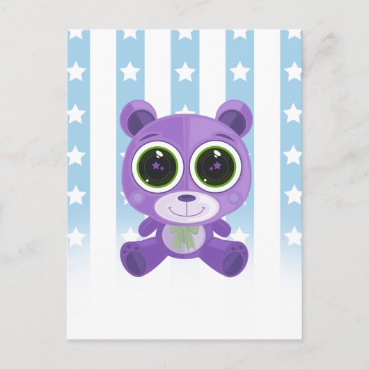 Teddy Bear - Star Eye Paars Briefkaart (Voorkant)