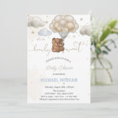 Teddy Bear Stars Balloons Clouds Baby shower Kaart (Staand voorkant)