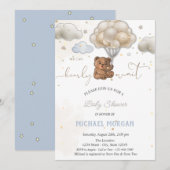 Teddy Bear Stars Balloons Clouds Baby shower Kaart (Voorkant / Achterkant)