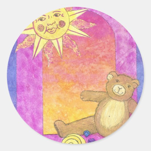 Teddy Bear Sun Set Ronde Sticker (Voorkant)