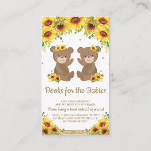 Teddy Bear Sunflower Twin Baby shower Breng een bo Informatiekaartje