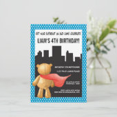 Teddy Bear Super Hero Boys Invitation de fête d'an (Debout devant)