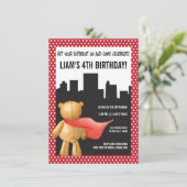 Teddy Bear Super Hero Boys Invitation de fête d'an (Debout devant)