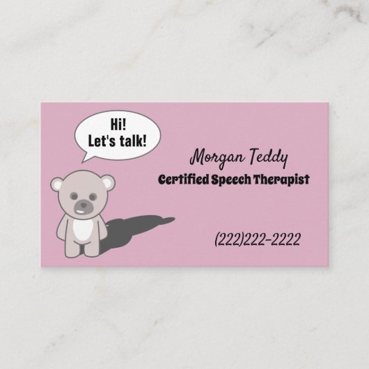 Teddy Bear Talking Print Cute Speech Therapy Visitekaartje (Voorkant)