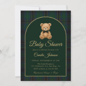 Teddy Bear Tartan Preppy Baby Shower Invitation (Devant)