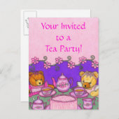 Teddy Bear Tea Party ~ Briefkaart Invitation (Voorkant / Achterkant)