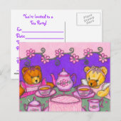 Teddy Bear Tea Party Briefkaart Uitnodigingen (Voorkant / Achterkant)