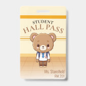 Teddy Bear Teacher School Classroom Hall Pass Badge (Voorzijde)