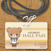 Teddy Bear Teacher School Classroom Hall Pass Badge