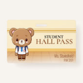 Teddy Bear Teacher School Classroom Hall Pass Badge (Voorkant)