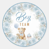 Teddy Bear Team Boy Gender Reveal Sticker (Devant)