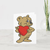 Teddy Bear Tenant Une Cartes De Notes Du Coeur Rou (Devant)