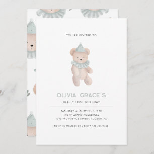 Teddy Bear Theme First Birthday Kaart