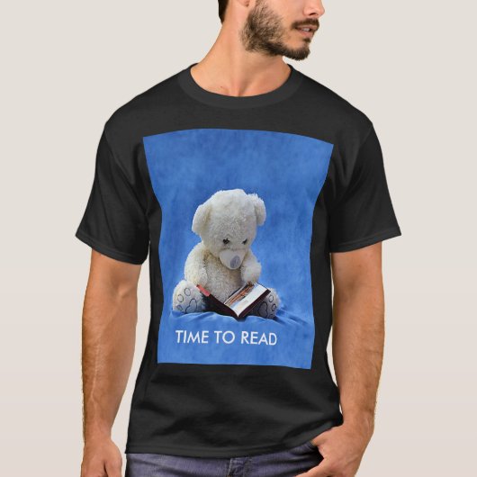 Teddy Bear Time to Read Blue Stuffed Animal, ZKOA T-shirt (Voorkant)