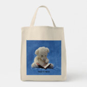 Teddy Bear Time to Read Blue Stuffing Animal Tote Bag (Achterkant)