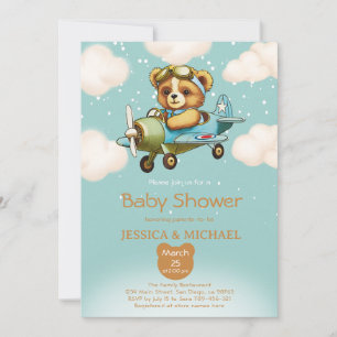 Teddy Bear Tiny Pilot Vliegtuig Baby shower Kaart