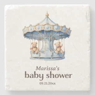 Teddy Bear Twin Boy Baby shower Stone Onderzetter