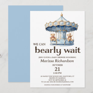 Teddy Bear Twin Boys Baby shower Kaart