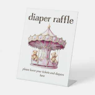 Teddy Bear Twin Girl Baby shower Luier Raffle Reclamebord Met Voetstuk