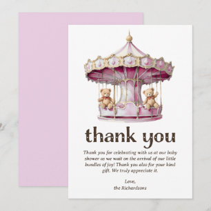 Teddy Bear Twin Girls Baby shower Bedankkaart