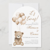 Teddy Bear Twins-Baby shower Kaart (Voorkant)