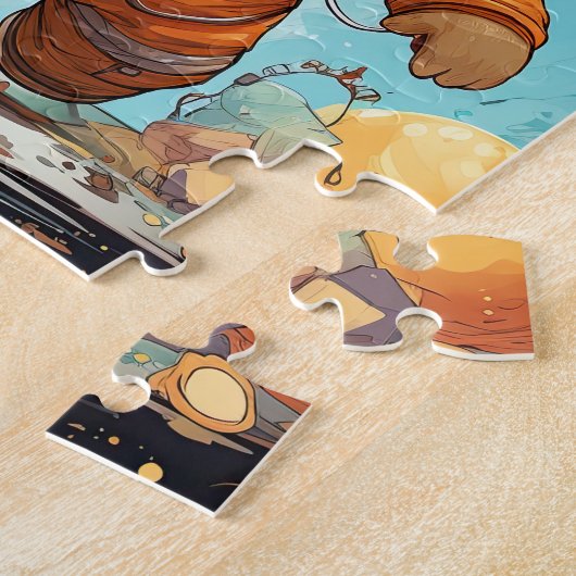 Teddy Bear va dans l'espace, puzzle - jigsaw" (Côté)