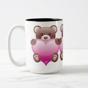 Teddy Bear Valentijn Heart Tweekleurige Koffiemok