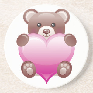 Teddy Bear Valentijn Heart Zandsteen Onderzetter
