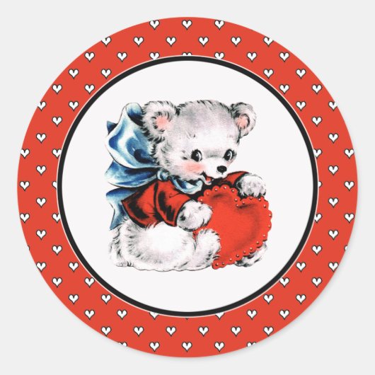  Teddy Bear Valentijnsdag Ronde Sticker (Voorkant)