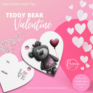 Teddy Bear Valentine Heart Shaped Favor Tags Bedankjes Labels