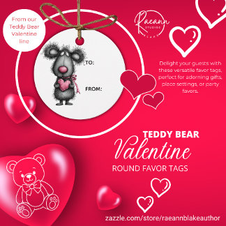Teddy Bear Valentine Round Favor Tags Bedankjes Labels