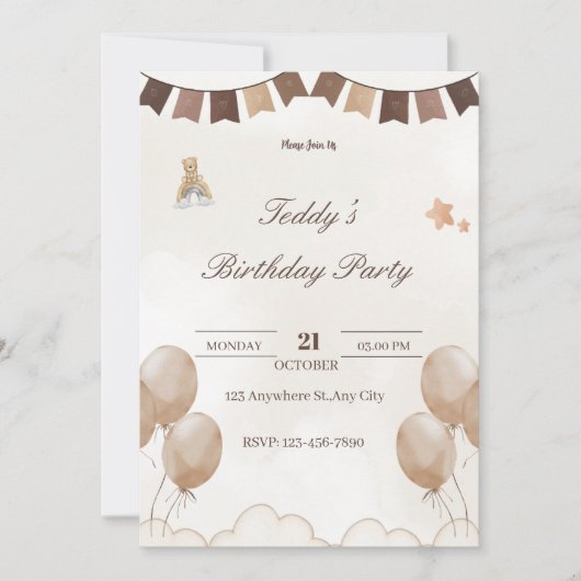 Teddy Bear Verjaardag Welkom Kaart (Voorkant)