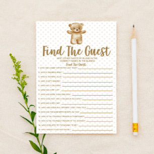 Teddy Bear vindt het spel van het gastBaby shower Briefpapier